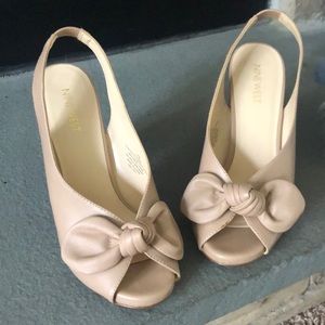 Nine West chunky heeled sling back peep toe shoes